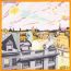Minuit au Faubourg scarf 70, orange/gris/jaune soufre
