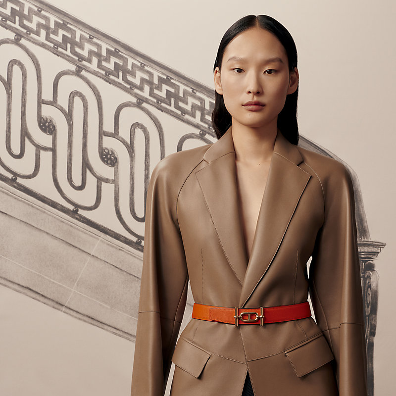 Ancre belt buckle & Contrast reversible leather strap 32&nbsp;mm