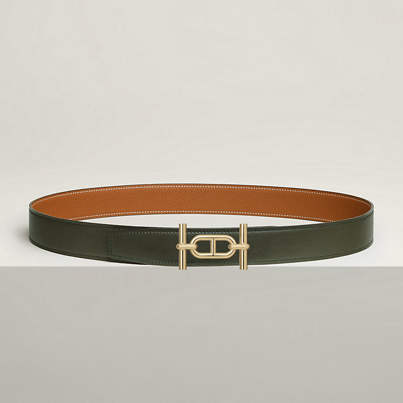 Ancre belt buckle & Reversible leather strap 32 mm