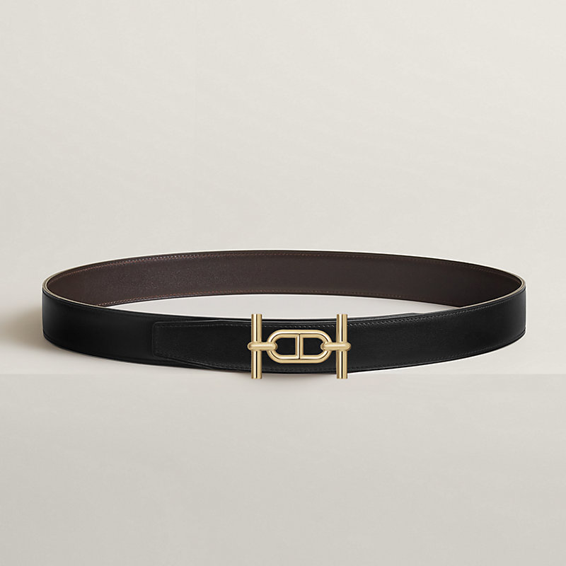 Ancre belt buckle & Reversible leather strap 32 mm
