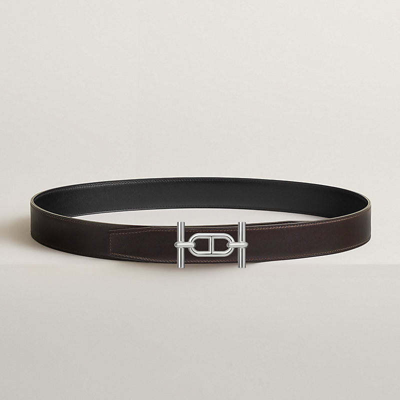 Ancre belt buckle & Reversible leather strap 32 mm