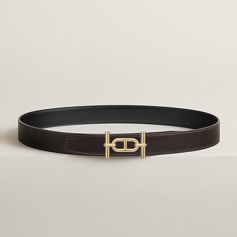 Ancre belt buckle & Reversible leather strap 32 mm