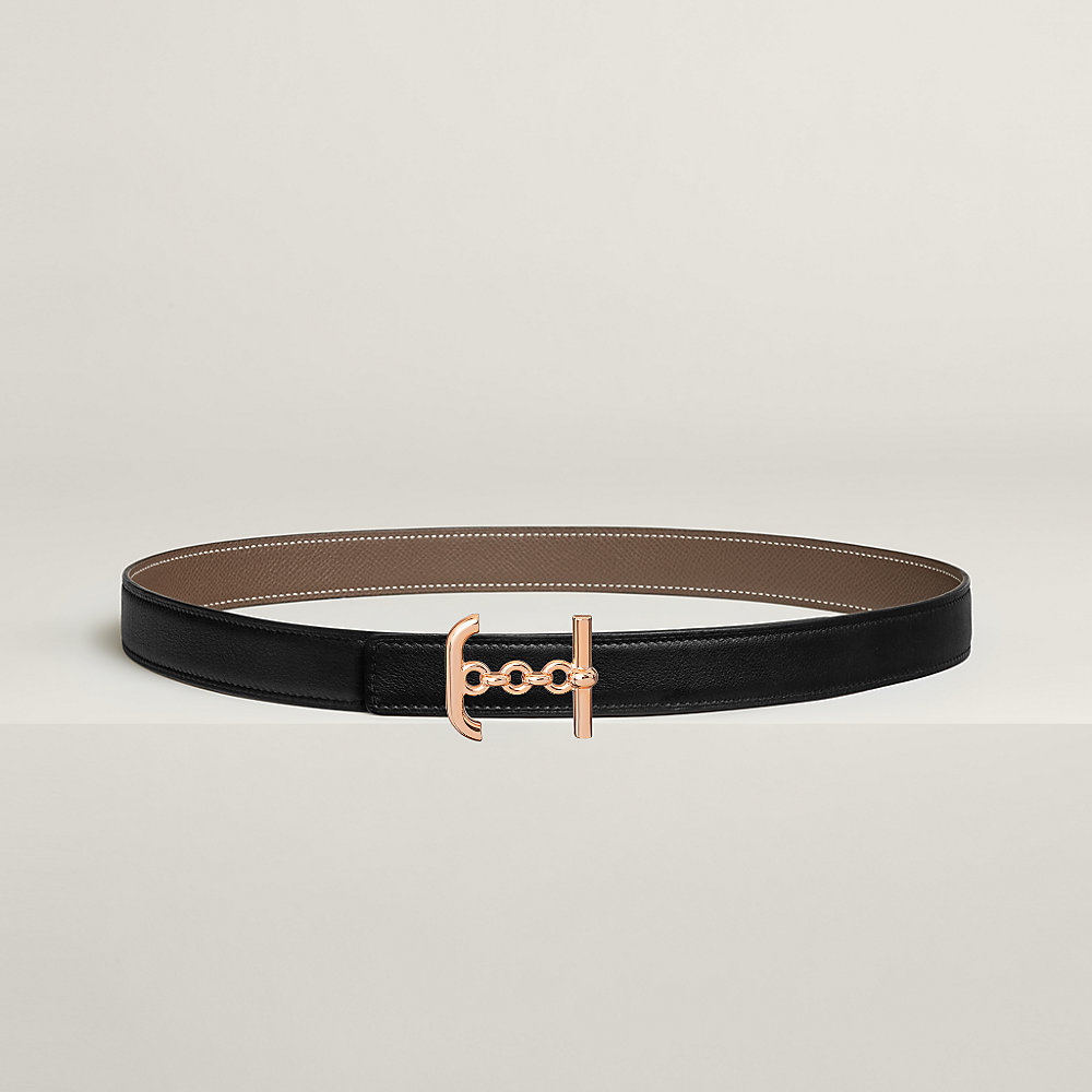 HM ANCRE BUCKLE & REVERSIBLE BLACK AND KHAKI BROWN LEATHER STRAP 13MM COPPER HARDWARE