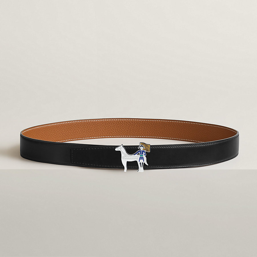 Artificier belt buckle & Reversible leather strap 32 mm