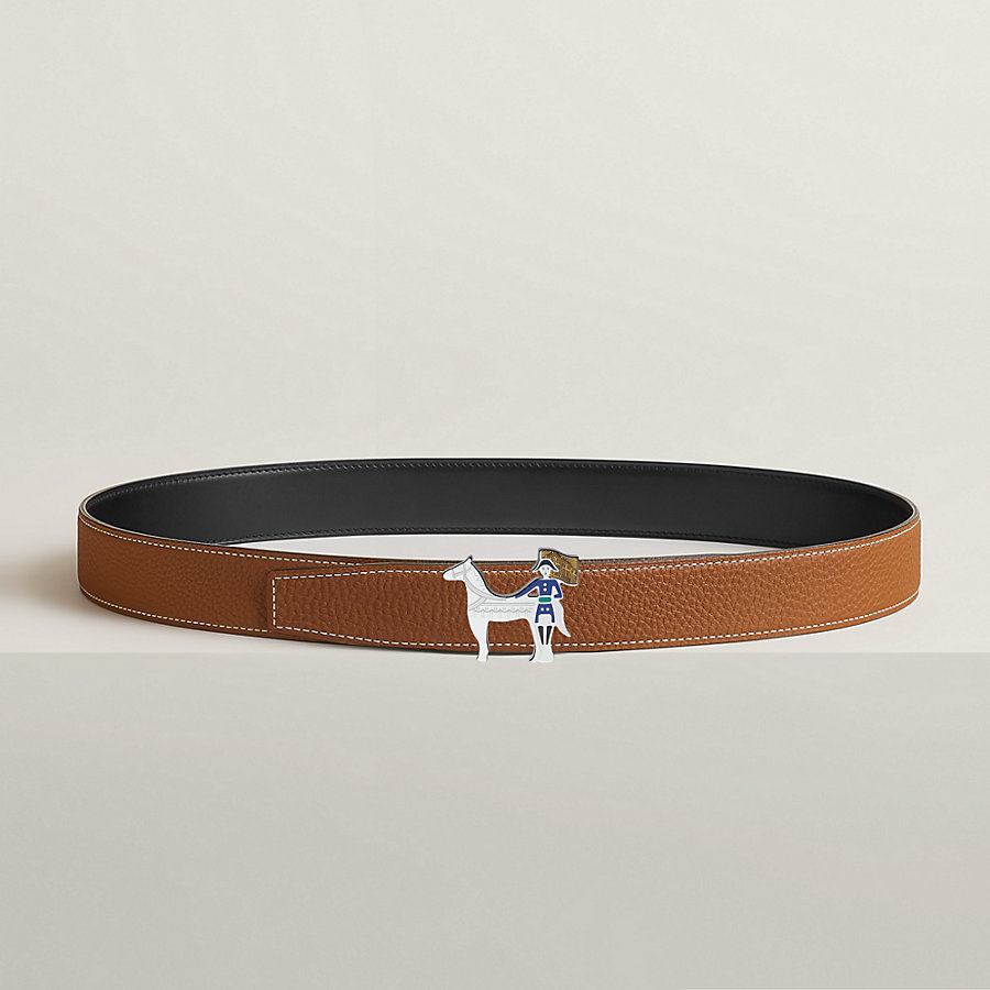 Artificier belt buckle & Reversible leather strap 32 mm