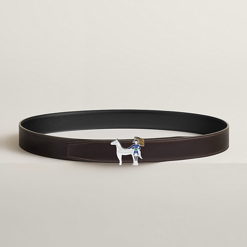 Artificier belt buckle & Reversible leather strap 32 mm