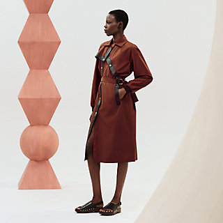 Asymmetric mixed leather coat | Hermès Mainland China