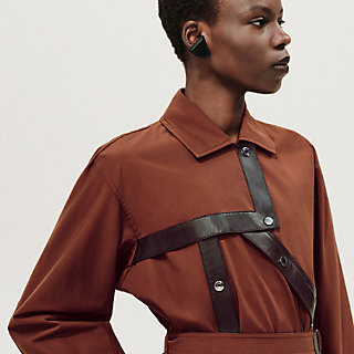 Asymmetric mixed leather coat | Hermès Mainland China