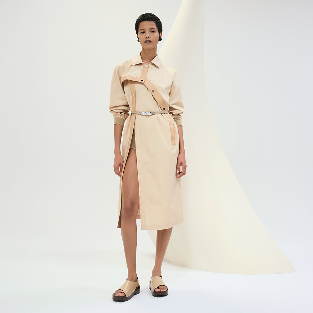 Asymmetric mixed leather coat | Hermès Mainland China