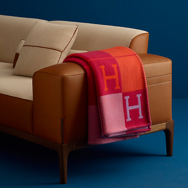 hermes blanket on couch