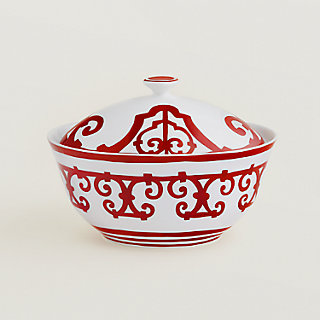 Hermès Bowl du Guadalquivir 赤２個 Hermes Balcon du Guadalquivir Oriental Soup Bowl - Set of 2