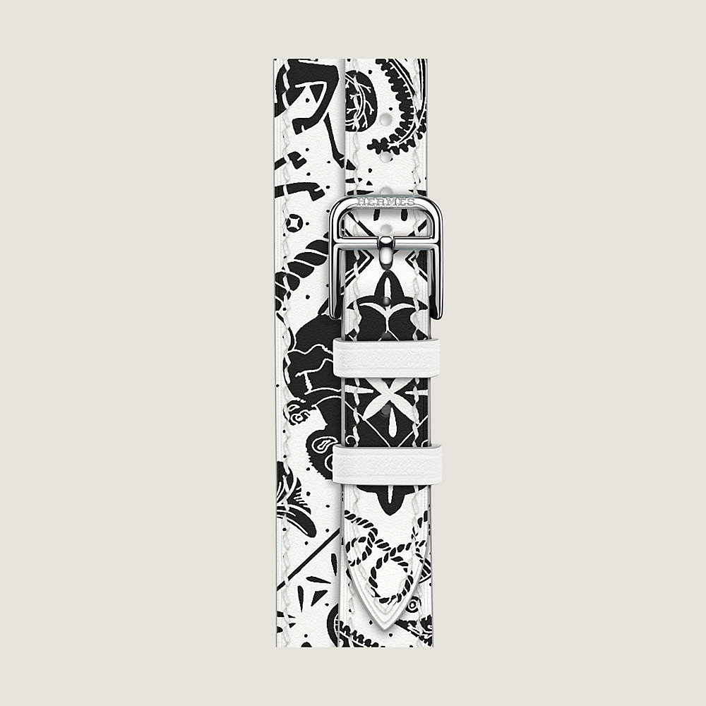 Band Apple Watch Hermès Double Tour 42 mm Attelage Animaux Bandana