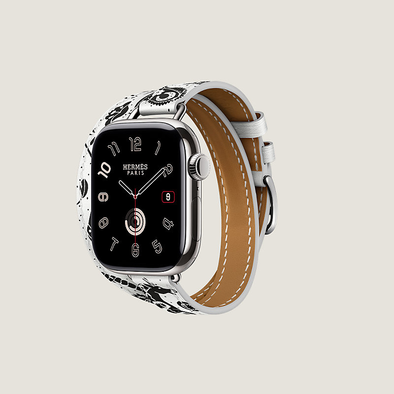 Band Apple Watch Hermès Double Tour 42 mm Attelage Animaux Bandana