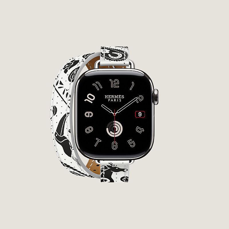 Band Apple Watch Hermès Double Tour 42 mm Attelage Animaux Bandana