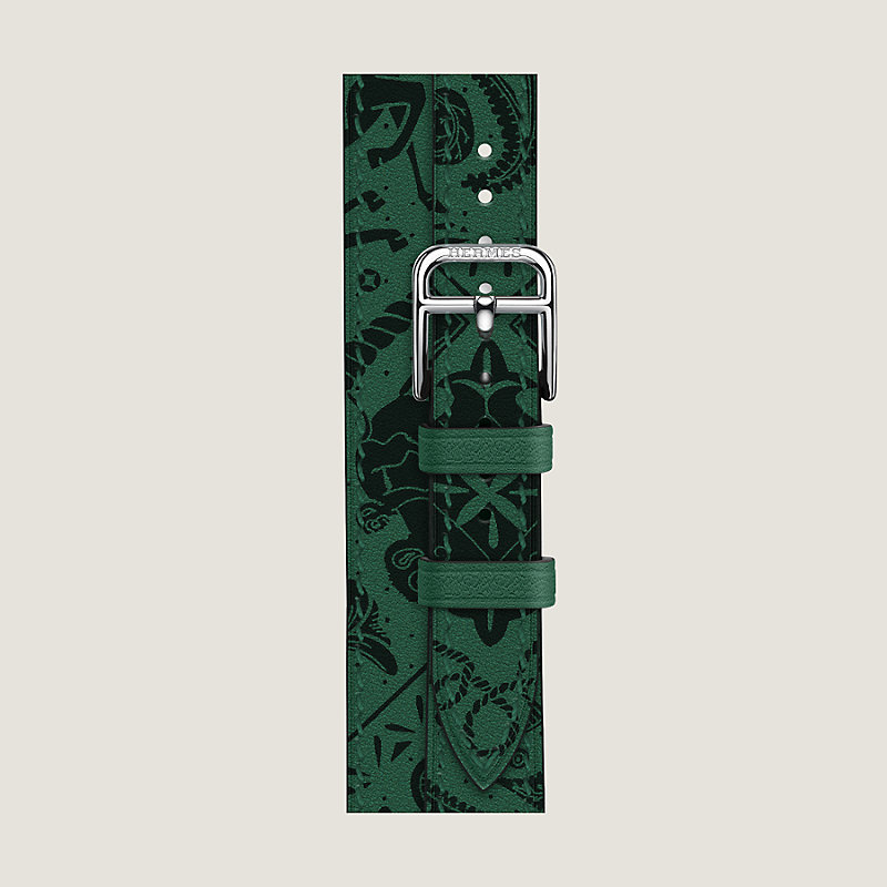 Band Apple Watch Hermès Double Tour 42 mm Attelage Animaux Bandana