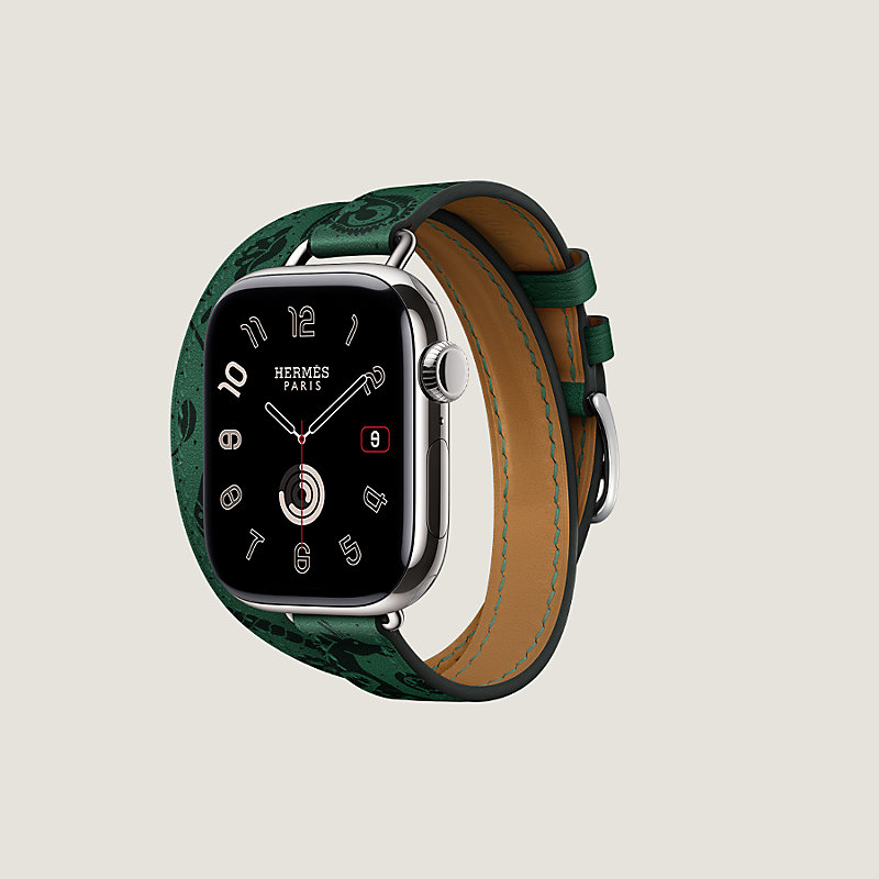 Band Apple Watch Hermès Double Tour 42 mm Attelage Animaux Bandana