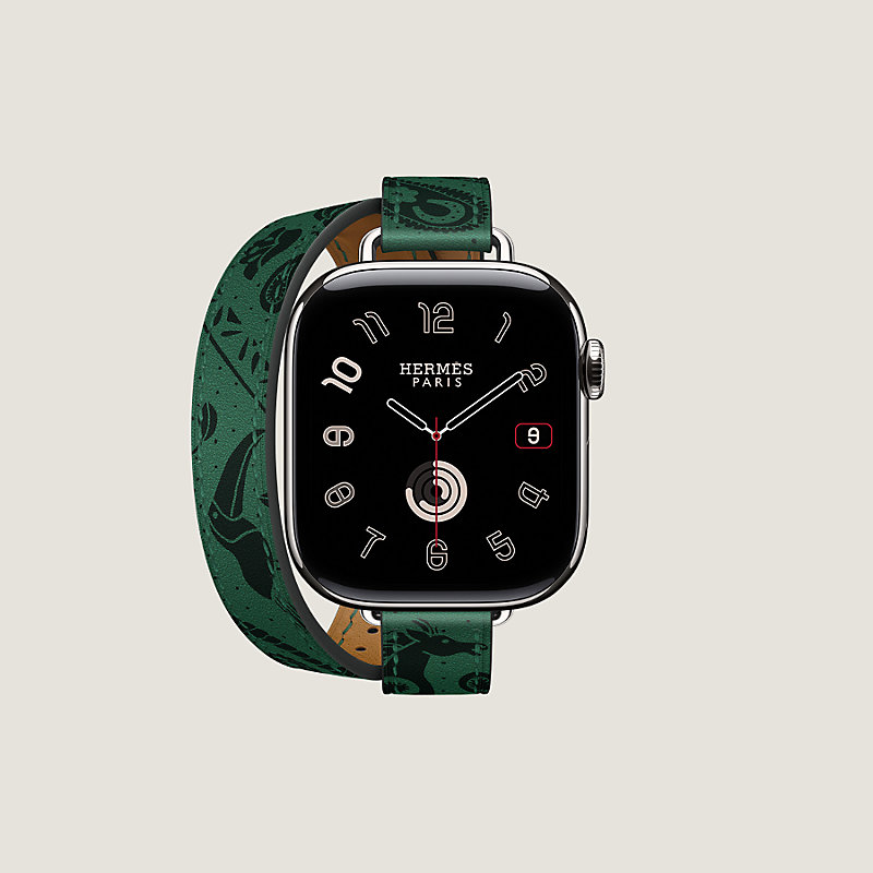 Band Apple Watch Hermès Double Tour 42 mm Attelage Animaux Bandana