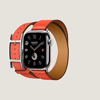 2567 Apple Watch エルメス　ホワイト　ドゥブルトゥール　二重 Band Apple Watch Hermès Double Tour 42 mm Hapi - Orange | Hermès