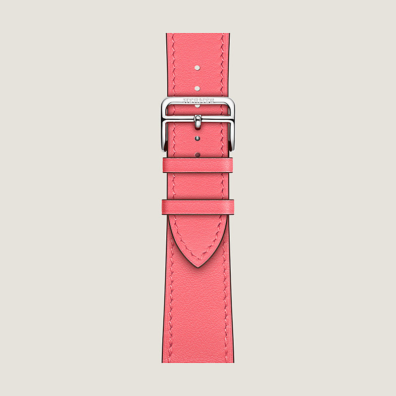 Pink leather apple online watch band