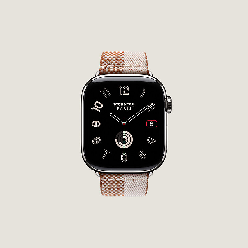 Band Apple Watch Hermès Single Tour 42&nbsp;mm Toile H Double Jeu