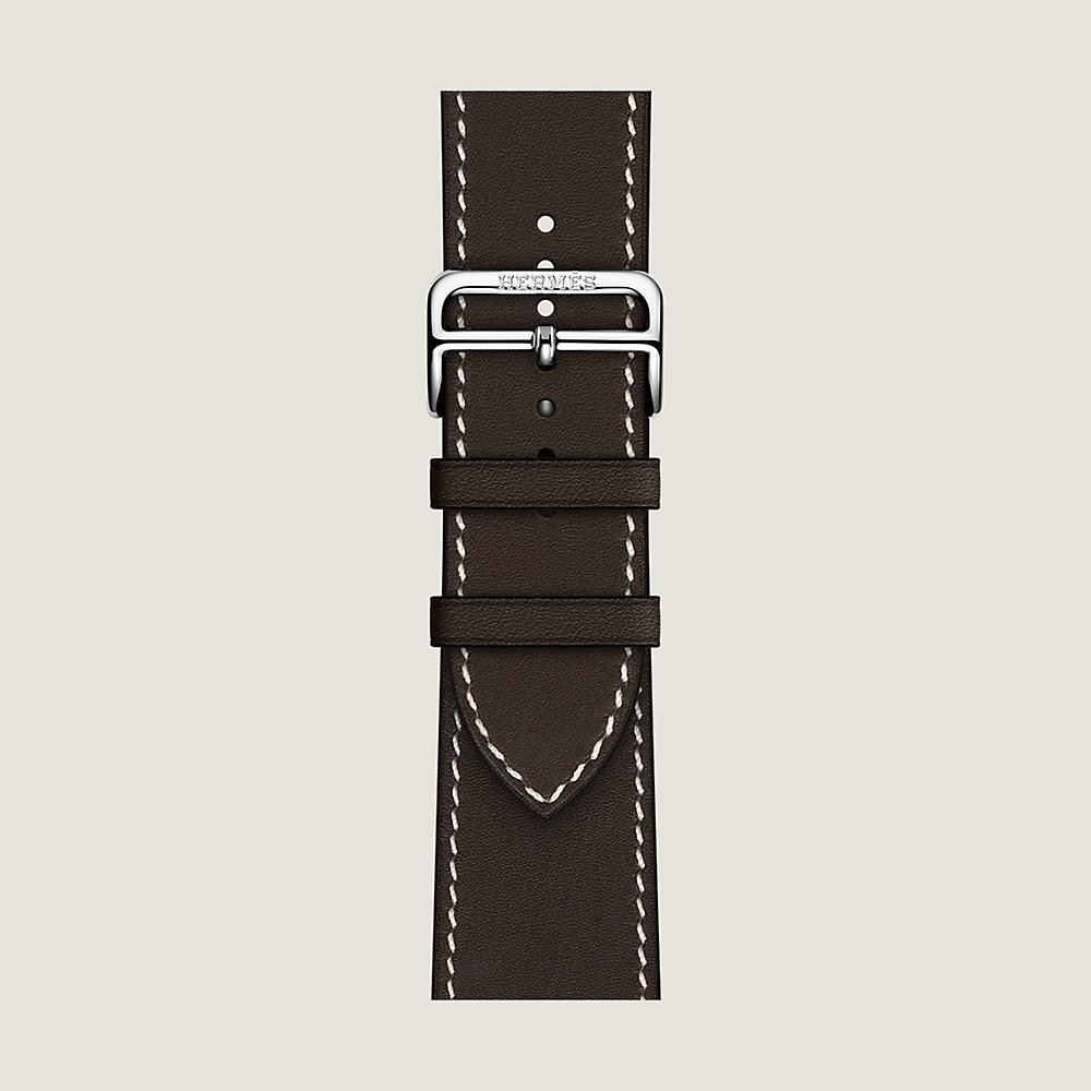 Apple watch hermès stainless steel case with 2024 fauve barenia leather single tour deployment buckle