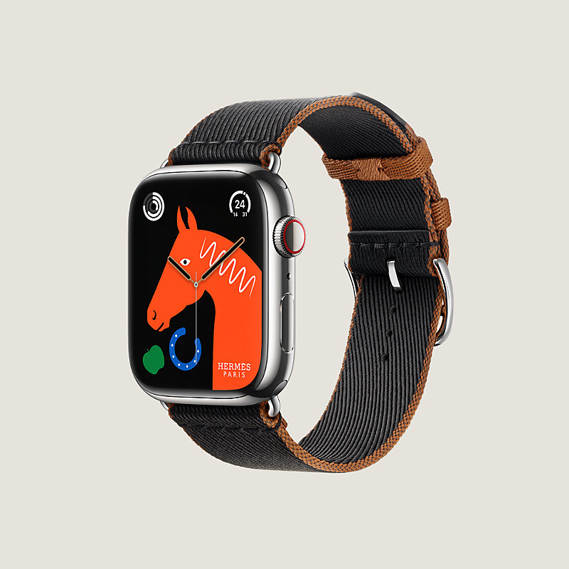 Buy Apple Watch Hermès Series 9 GPS + Cellular, 45mm Silver Stainless Steel  Case with Navy/Rouge H Twill Jump Single Tour - Apple (MY)