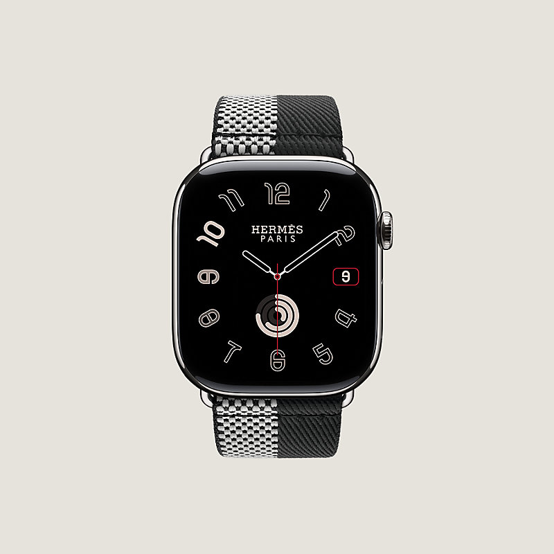 Band Apple Watch Hermès Single Tour 46&nbsp;mm Toile H Double Jeu