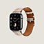 Band Apple Watch Hermès Single Tour 46&nbsp;mm Toile H Double Jeu, View: front, front, view 2 of 3