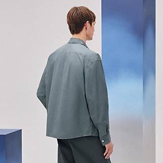 Boxy fit shirt with convertible collar | Hermès Mainland China