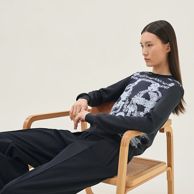 "Brides de Gala en Fleurs" long-sleeve twillaine sweater