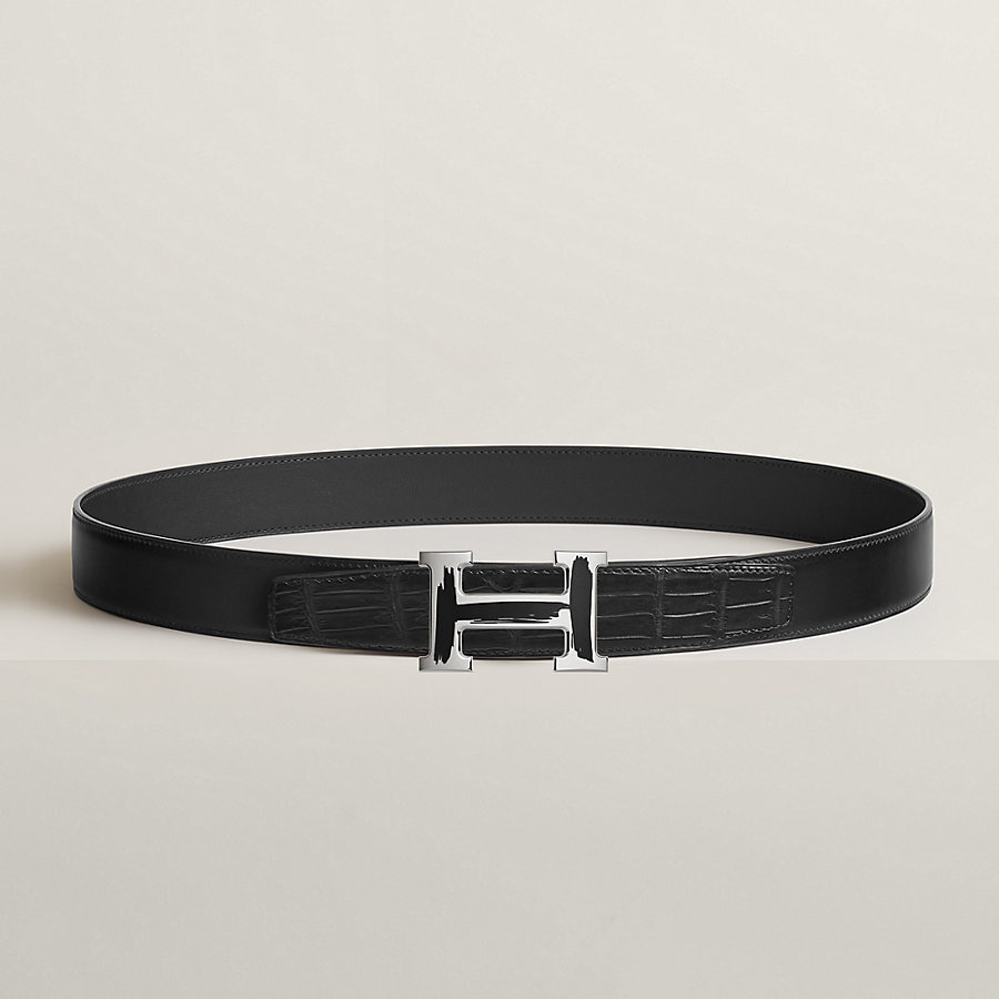 Brush belt buckle & Leather strap 32 mm