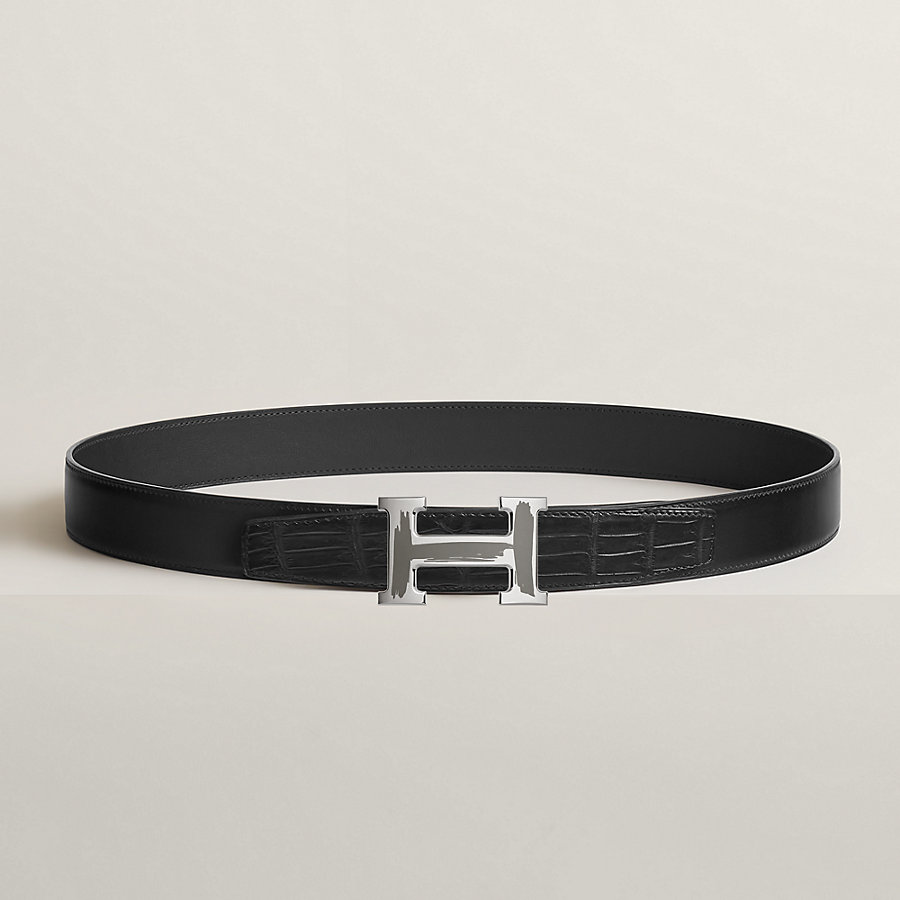 Brush belt buckle & Leather strap 32 mm