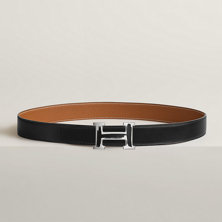 Brush belt buckle & Reversible leather strap 32 mm