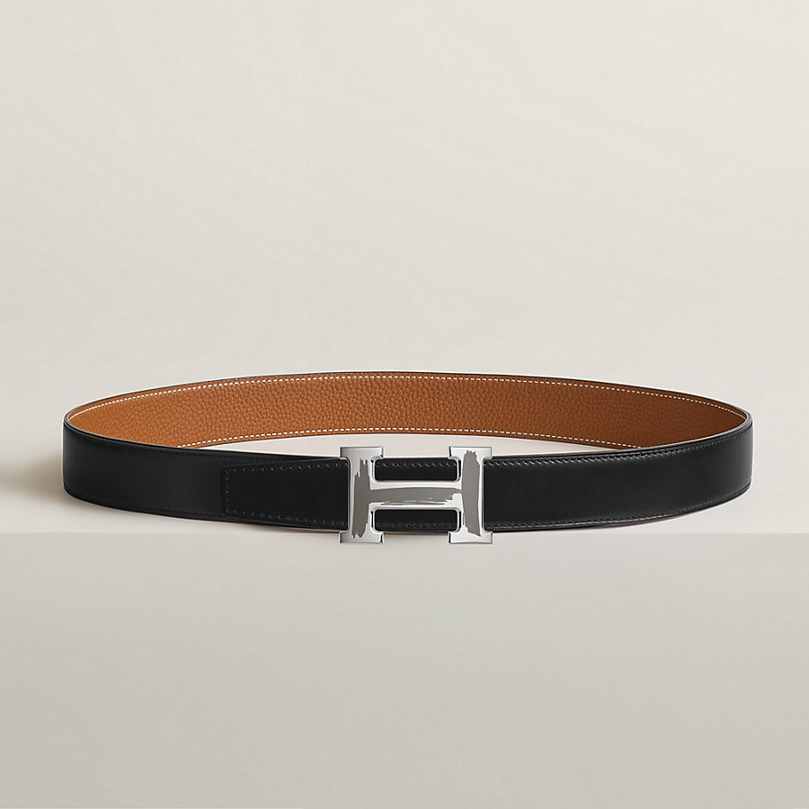 Brush belt buckle & Reversible leather strap 32 mm