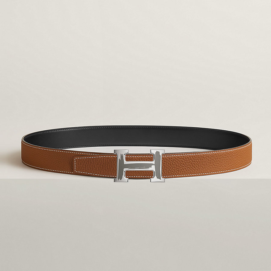 Brush belt buckle & Reversible leather strap 32 mm