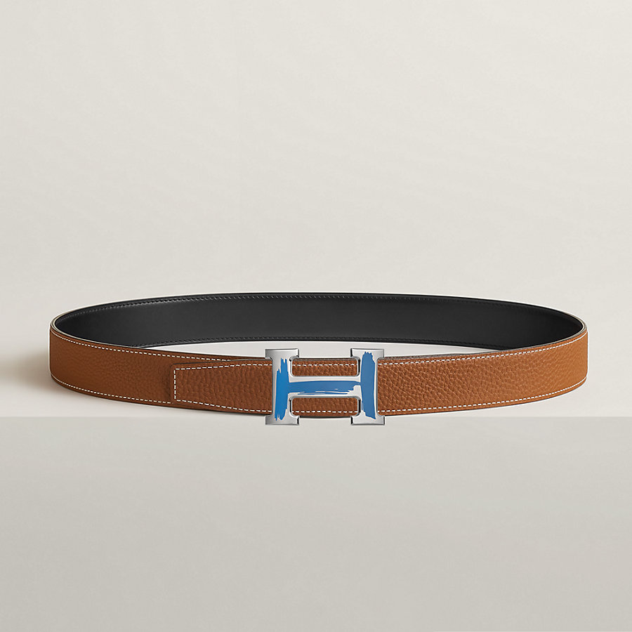 Brush belt buckle & Reversible leather strap 32 mm