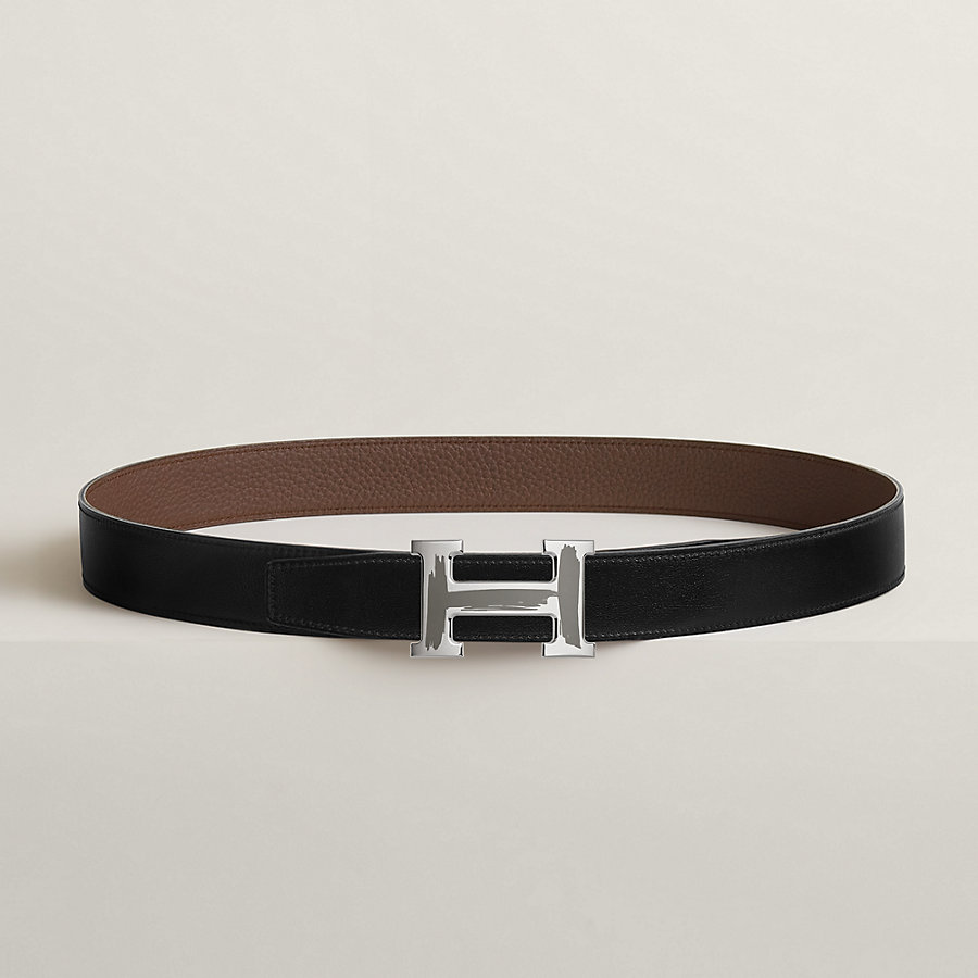 Brush belt buckle & Reversible leather strap 32 mm