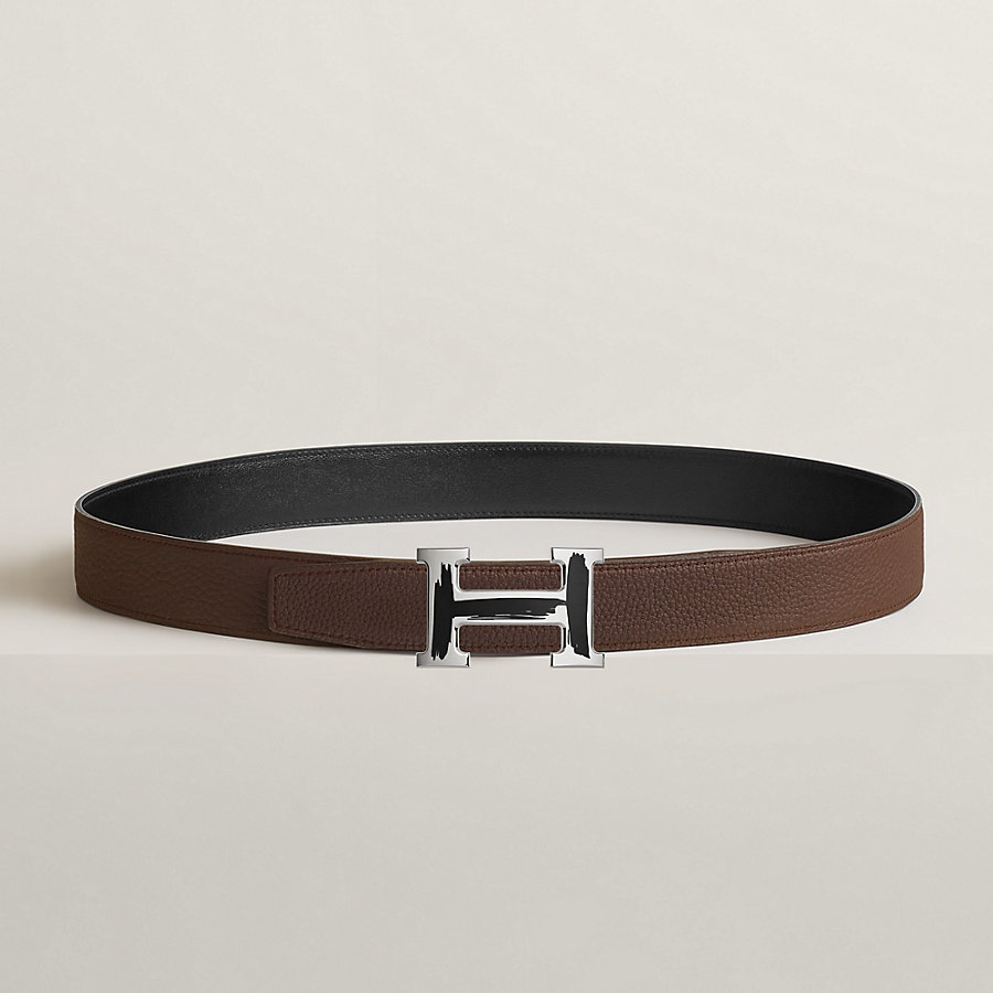 Brush belt buckle & Reversible leather strap 32 mm