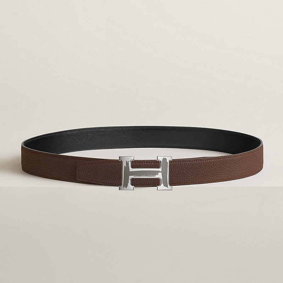 Brush belt buckle & Reversible leather strap 32 mm