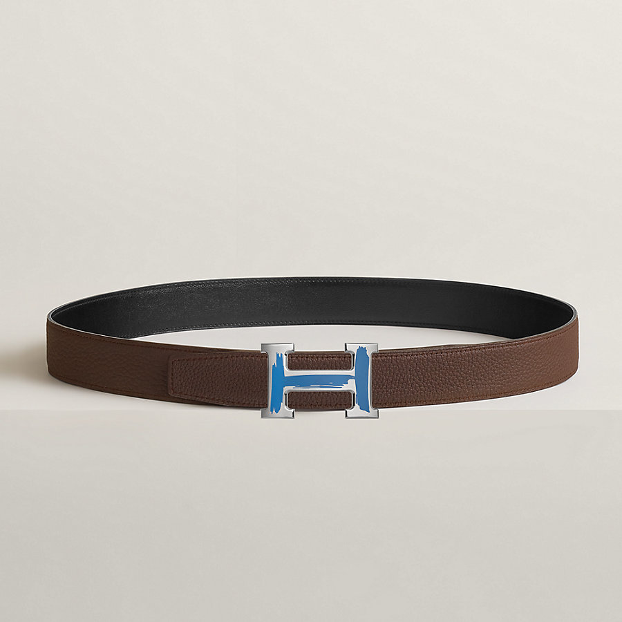 Brush belt buckle & Reversible leather strap 32 mm