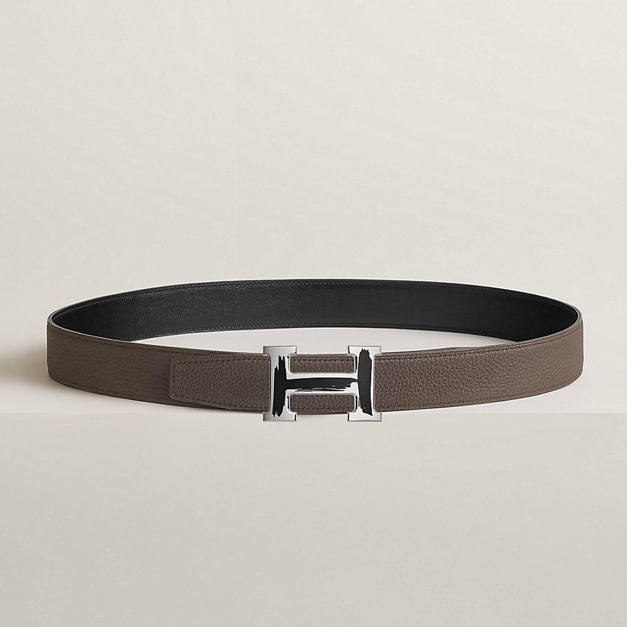 Brush belt buckle & Reversible leather strap 32 mm