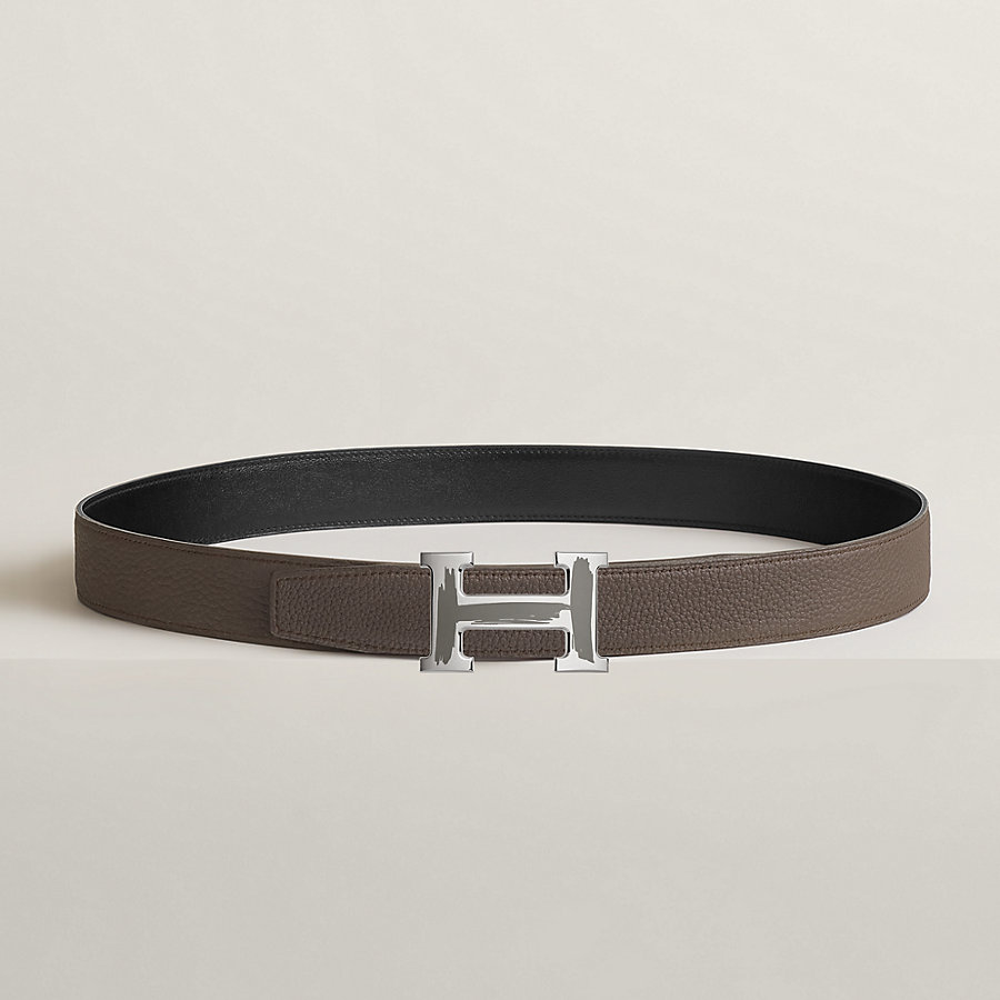 Brush belt buckle & Reversible leather strap 32 mm