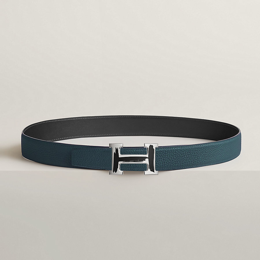 Brush belt buckle & Reversible leather strap 32 mm