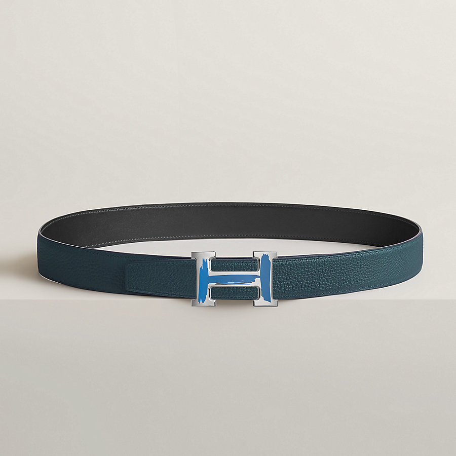 Brush belt buckle & Reversible leather strap 32 mm