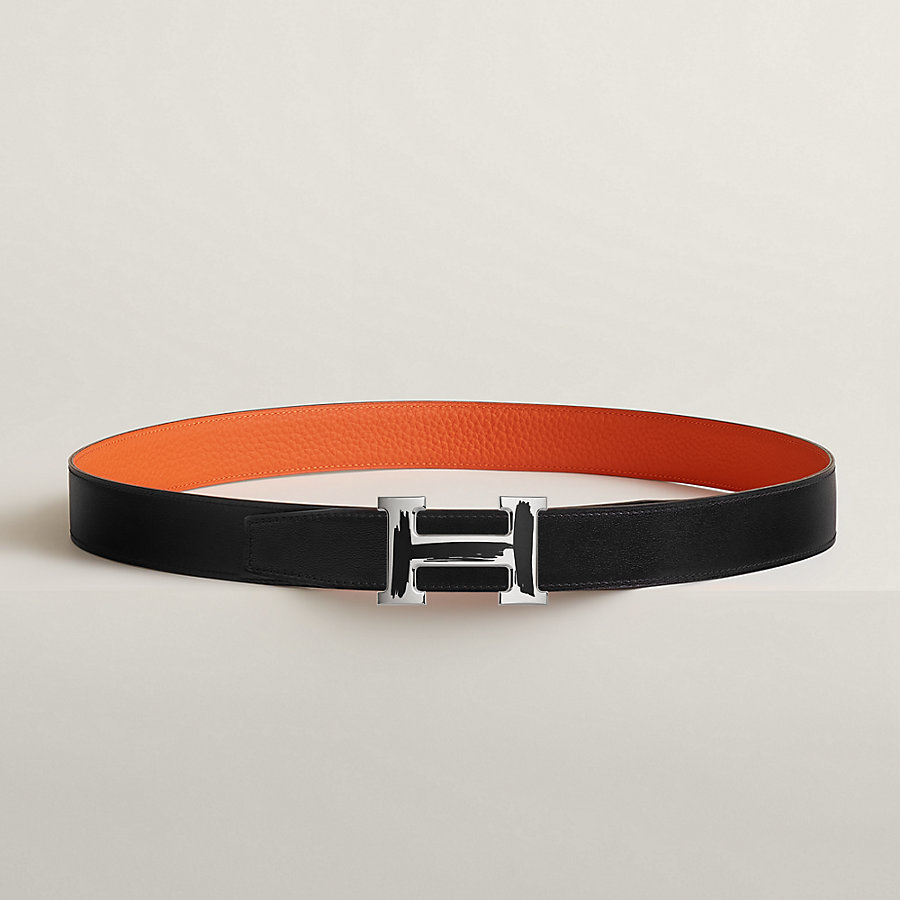 Brush belt buckle & Reversible leather strap 32 mm