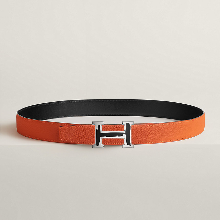 Brush belt buckle & Reversible leather strap 32 mm