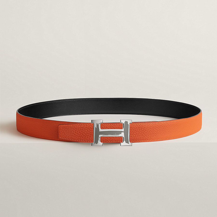 Brush belt buckle & Reversible leather strap 32 mm