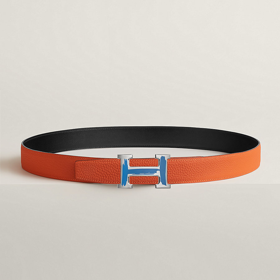 Brush belt buckle & Reversible leather strap 32 mm