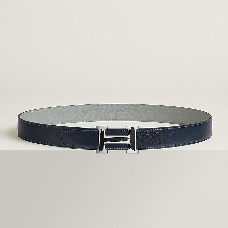 Brush belt buckle & Reversible leather strap 32 mm