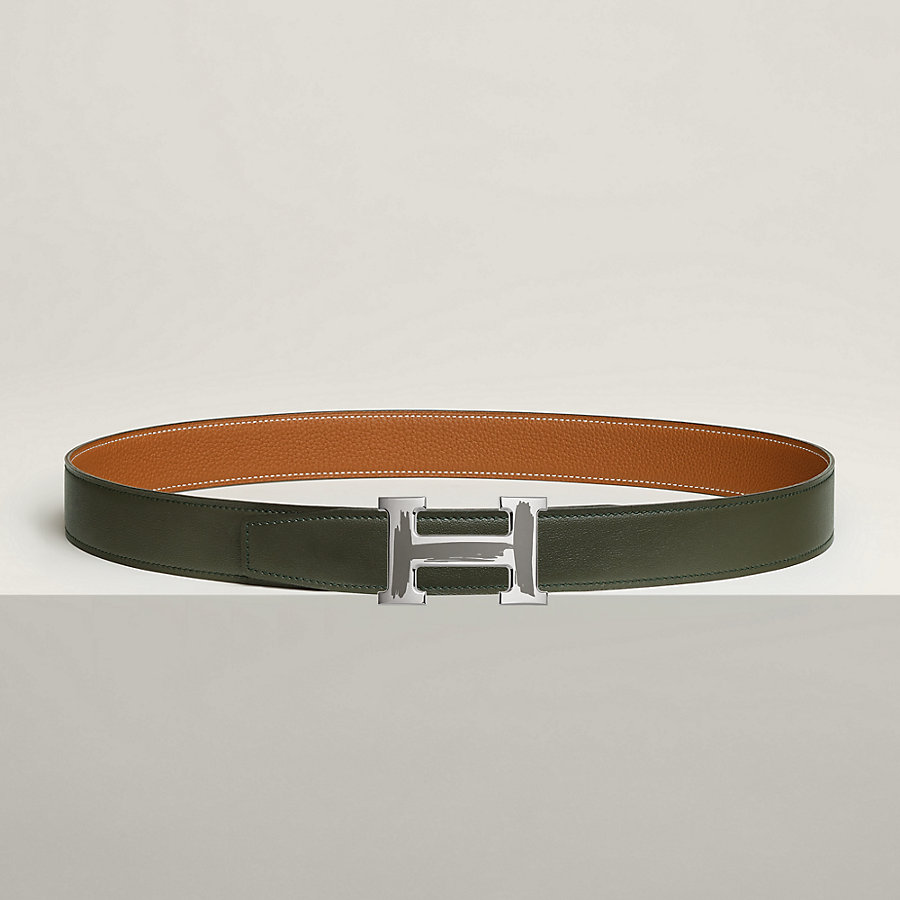 Brush belt buckle & Reversible leather strap 32 mm